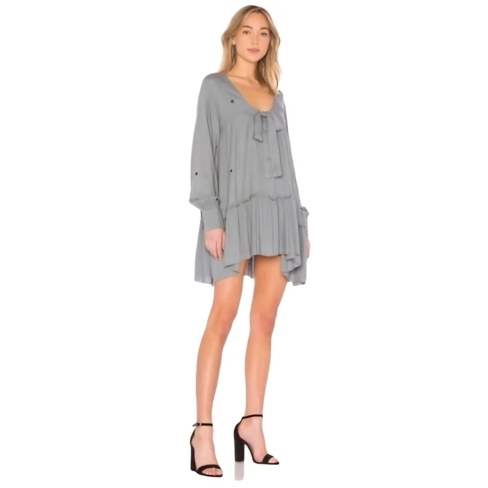 Wildfox Scattered Star Embroidery Mini Dress Grayish Blue‎ Size XS